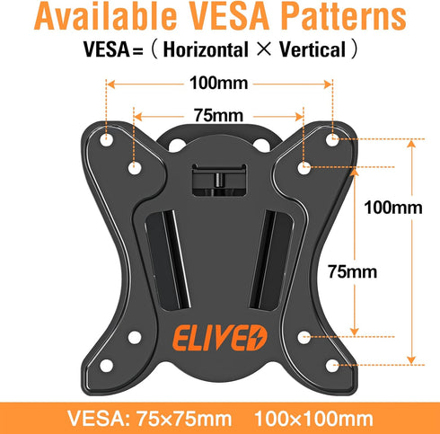 ELIVED TV Wall Mount Small Monitor Mount Bracket, Adjustable Tilt Swivel for Most 13-30 Inch TVs, Holds up to 33 lbs