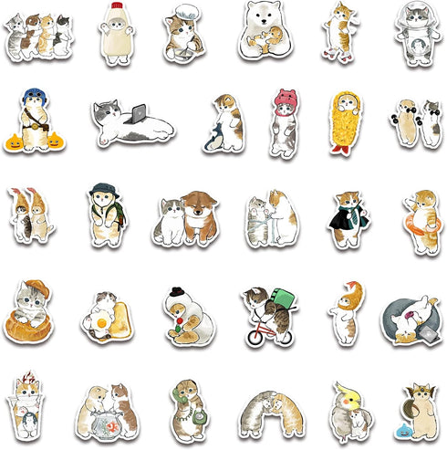 Cute Cat Stickers | 100 PCS | Vinyl Waterproof Stickers for Laptop, Guitar, Motorcycle, Bike, Skateboard, Phone