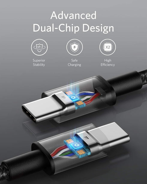 Anker 10ft USB C Cable 100W, Type C to USB C, Fast Charge for iPhone 15, MacBook, iPad, Samsung Galaxy S23.