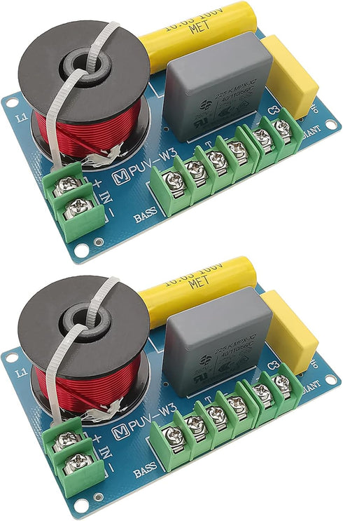 3 Way Speaker Crossover, PUV-W3 200W Passive Crossover for HiFi Home Audio, 2Pack