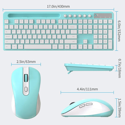 Wireless Keyboard and Mouse Combo, MARVO 2.4G Ergonomic Wireless Keyboard with Phone Holder, Silent Mouse, Compatible