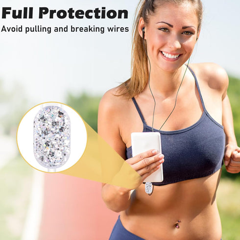 Glitter DIY Cable Protector for Apple iPhone Power Adapter, Cute Bling Love Heart Design, USB Case for Charger