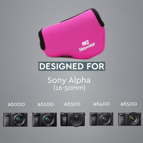 MegaGear MG064 Ultra Light Neoprene Camera Case - Hot Pink, Compatible with Sony Alpha A6400, A6500, A6300, A6000