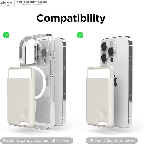 elago Magnetic Wallet Card Holder 2-Cards Compatible with MagSafe for iPhone 15, iPhone 14, iPhone 13, iPhone 12 Series - Secure Phone Wallet, Long Last Silicone, Scratch and Damage Protection
