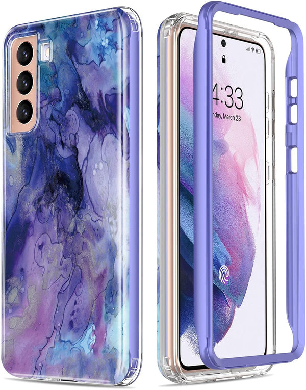 Esdot Galaxy S21 Case, Rugged Shockproof Cover for Women, Military Grade 21ft Drop Test, Nice Water Marble 6.2"