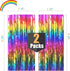 2 Packs Rainbow Party Decorations, Rainbow Foil Fringe Curtain, Neon Backdrop, Metallic Tinsel Photo Booth Props
