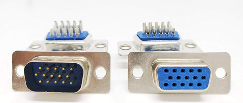 Pc Accessories 10 Pairs D-Sub HD15 High Density Solder Male and DB HD15 Female Connector 20-Pack (10 Male + 10 Female)