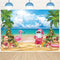 July Christmas Backdrop 8x6FT, Tropical Flamingo Palm Tree Hawaiian Photography Background for Summer Beach Party