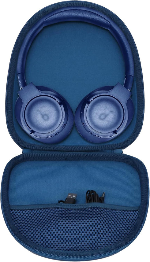Hard Carry Case for Anker Soundcore Life Q20 Q30 Q35 Q40 Q45 Q20+ Q20i Headphones (Blue Case)