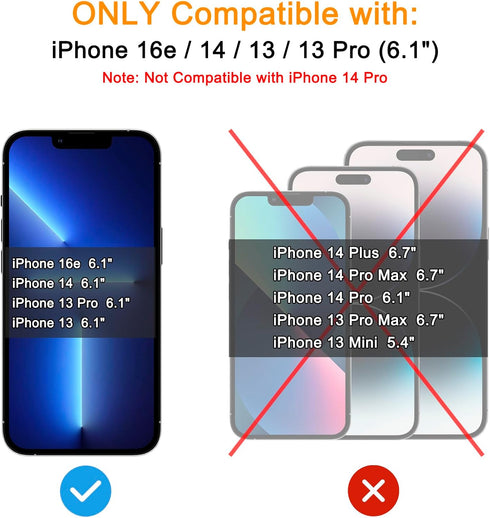 TECHO Privacy Screen Protector for iPhone 16e / 14 / 13 / 13 Pro, Tempered Glass Film, 2 PACK (6.1 Inch)