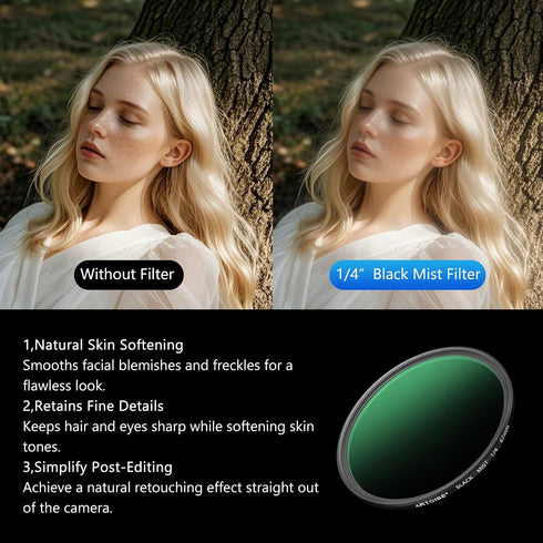 ARTCISE 1/4 67mm (46mm) Black Mist Filter - HD Optical Glass Filter for Cinematic Glow, Reduces Harsh Highlights