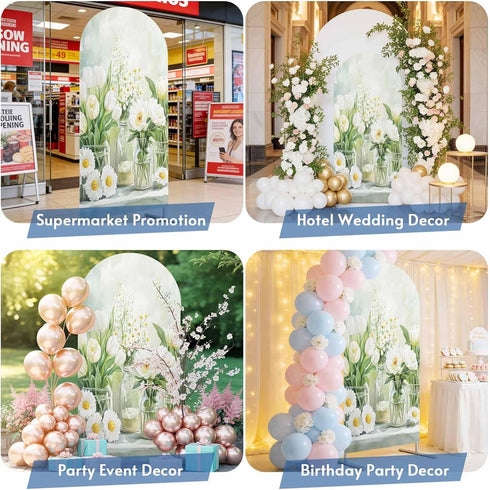 Jnbasdffb 7.2 FT,Summer Green Spring Floral Wedding Arch Cover,Stretchy Spandex Arch Backdrop Stand Covers Flowers