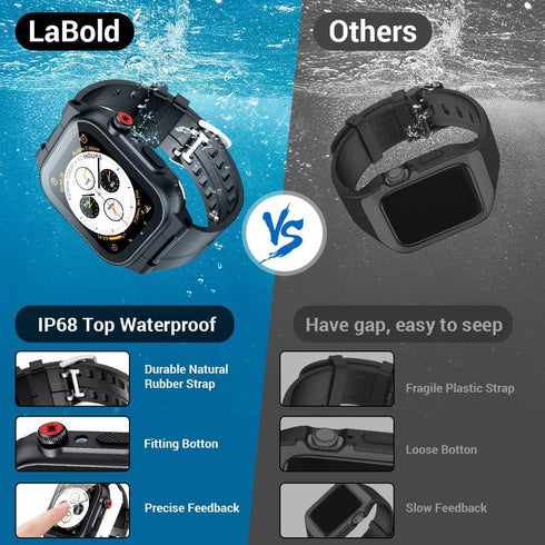 Waterproof Apple Watch Band with Case, IP68 Rugged Bumper for 38mm-45mm iWatch Series