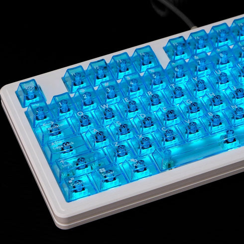 mintcaps Crystal Clear Keyboard Keycaps, Transparent PC Cherry Profile Blue Keycap Set for MX Switches