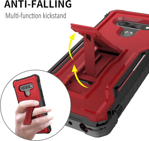 DUOPAL Case for LG Stylo 6 & LG K71, Military Grade Protection Shockproof with Tempered Glass Protector & Kickstand
