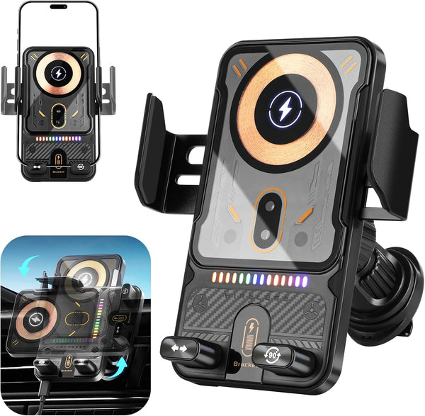 SMALLSHS Car Phone Holder with 15W Wireless Car Charger, Car Vent Mount with