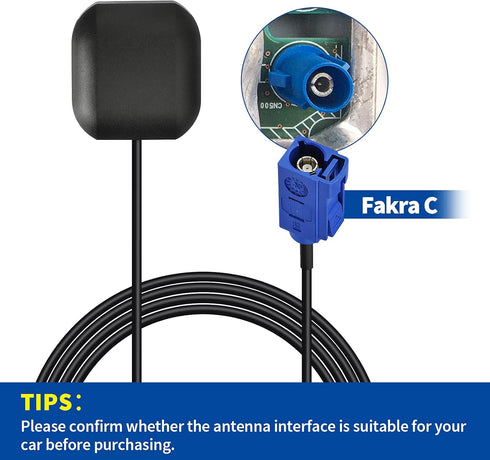 BINGFU Vehicle Waterproof Active GPS Navigation Antenna Fakra C Blue GPS Antenna Compatible with Car Truck SUV Head