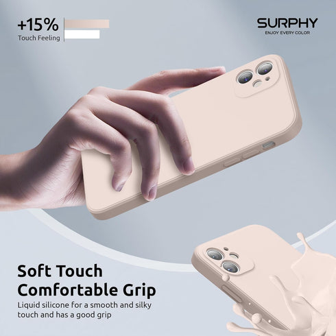 SURPHY iPhone 11 Case - Light Pink Liquid Silicone, Slim Design, Camera Protection, 6.1" for iPhone 11.