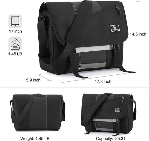 OIWAS 17 Inch Laptop Messenger Bag for Women, Casual Crossbody Satchel Shoulder Bag, College Travel Office Briefcase