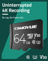CAMOVUE 64GB Max.100MB/s 4K RLA-SD10,U3/C10/30, microSD Card, Read Speed, Ultra HD Transmission, Series Universal