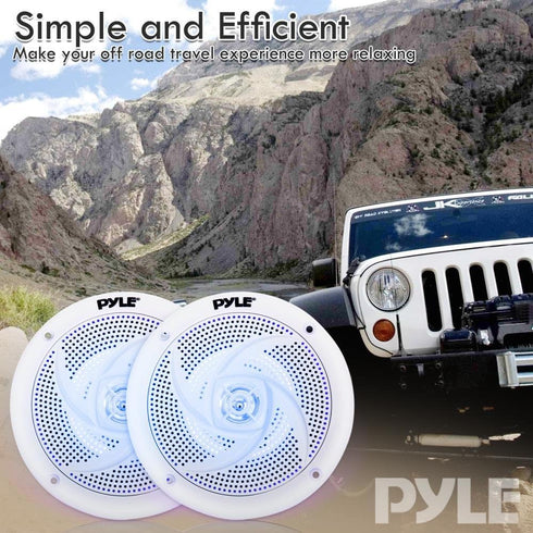 Pyle Marine Speakers - 4 Inch 2 Way Waterproof Outdoor Audio System with LED Lights, 100 Watt Power - 1 Pair - PLMRS43WL
