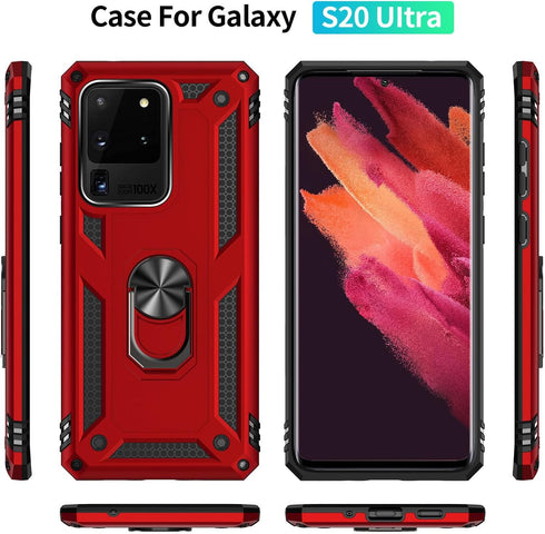 ADDIT Phone Case for Samsung S20 Ultra, Military Grade Heavy Duty Protection with Ring Holder Stand, Support Magnet Car