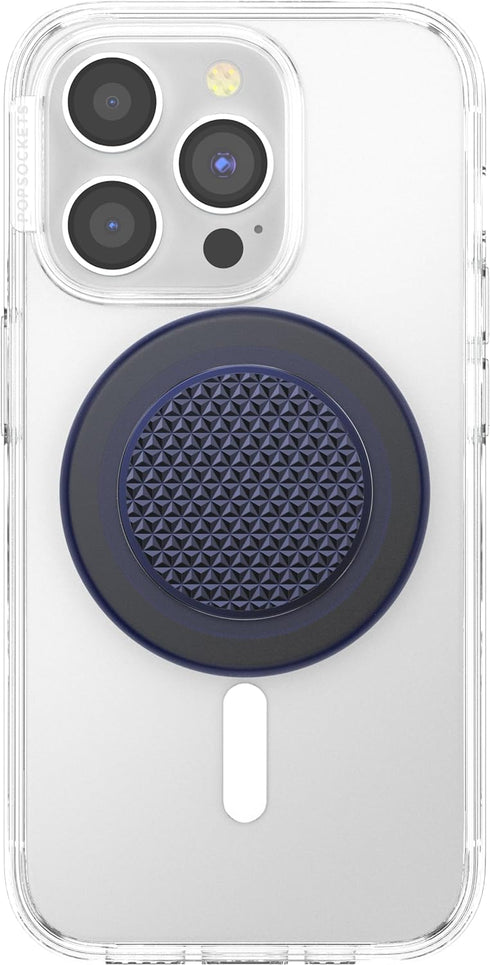 PopSockets Phone Grip Compatible with MagSafe, Phone Holder - Alum Triangle Knurled French Navy, Wireless Charging