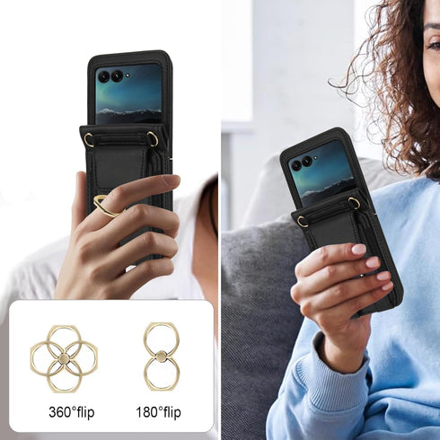Asuwish 50 2024/Razr 2024 Plus2024 5G Phone Case for Motorola Moto Razr Ultra/Razr+ Plus Wallet Cover with Ring