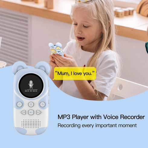 RUIZU 64GB Bluetooth MP3 Player for Kids, Cartoon Zoo Music Player with Speaker, FM Radio, Voice Recording, Expandable