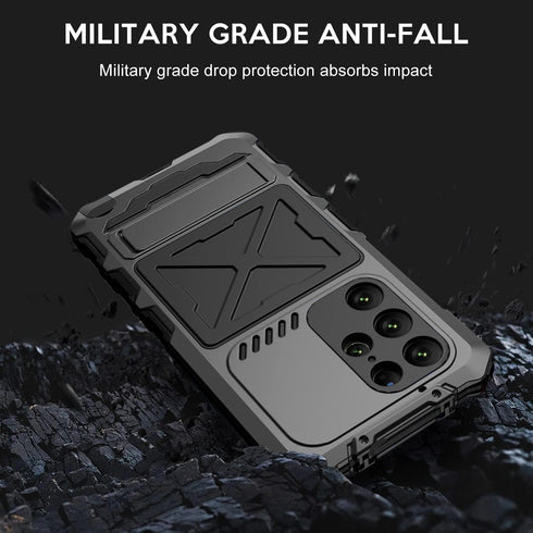 Samsung S23 Ultra Heavy Duty Armor Defender Case, Black, with Built-in Gorilla Glass, Rugged Military-Grade Protection