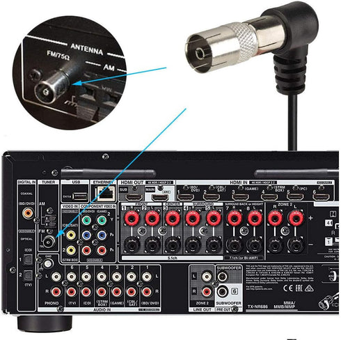 Bingfu 75 Ohm FM Antenna for Pioneer, Onkyo, Yamaha, Marantz, Bose Wave Music System, Indoor Digital HD Radio FM
