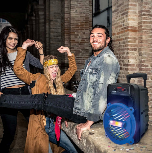 Top Tech Audio Rock-8 Portable 8 Inch Bluetooth Speaker with Woofer & Tweeter, Festival PA LED Speaker, True Wireless