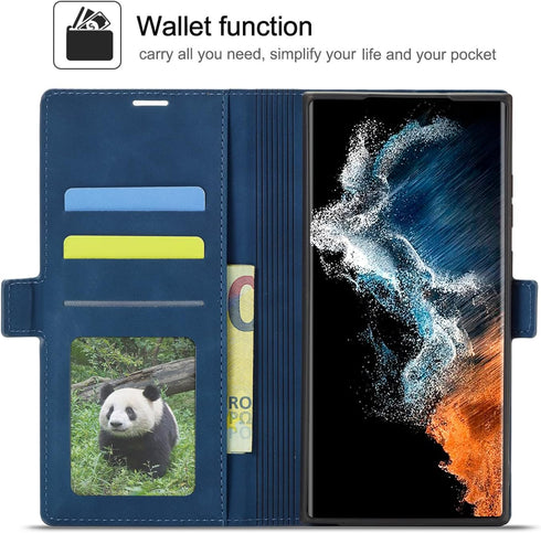 QLTYPRI Samsung Galaxy S22 Ultra Case - Premium PU Leather Cover with Card Holder, Shockproof Flip Wallet Case