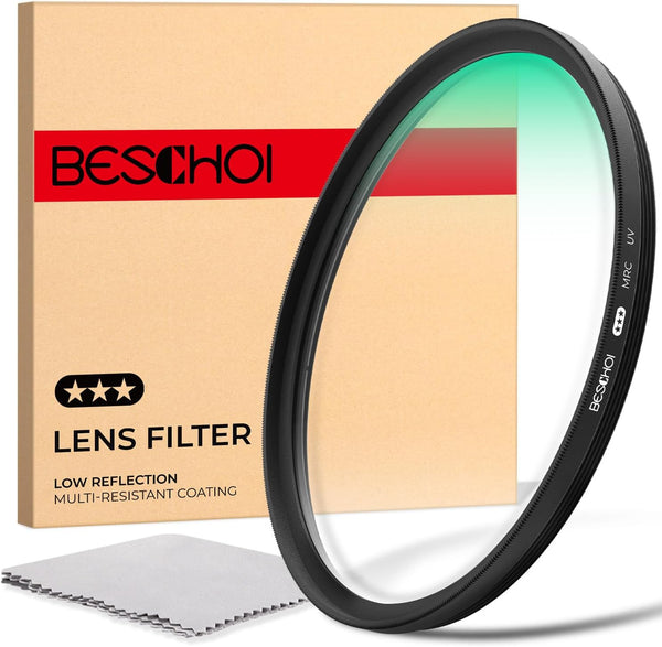 Beschoi 62mm MRC UV Protection Filter, 30 Layer Multi-Resistant Nano Coatings, HD Optical Glass