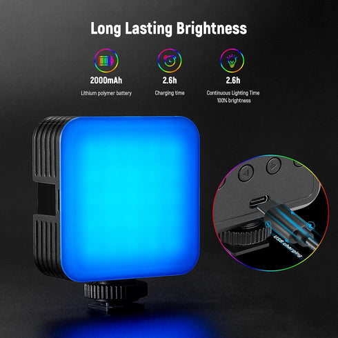 NEEWER Magnetic RGB Video Light, 360° Full Color RGB61 LED Camera Light with 3 Cold Shoe Mounts, 2500K-8500K