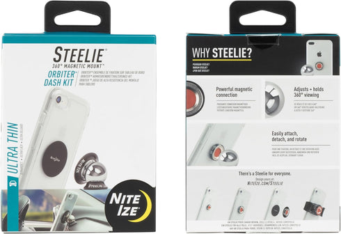 Nite Ize Steelie Orbiter Dash Kit - Durable Magnetic Dashboard Phone Mount, Easy-to-Use Cell Phone Car Holder