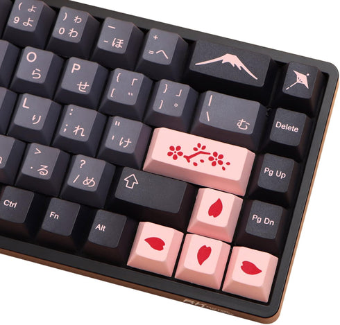 MOLGRIA Keycaps 136 Set Night Sakura - Custom PBT Cherry Profile Key Caps for Full Sized Keyboard, Keycap Puller