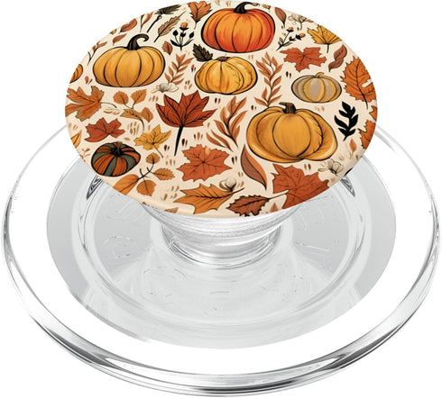 PopSockets PopGrip for MagSafe - Fall Leaves and Pumpkins Autumn Themed
