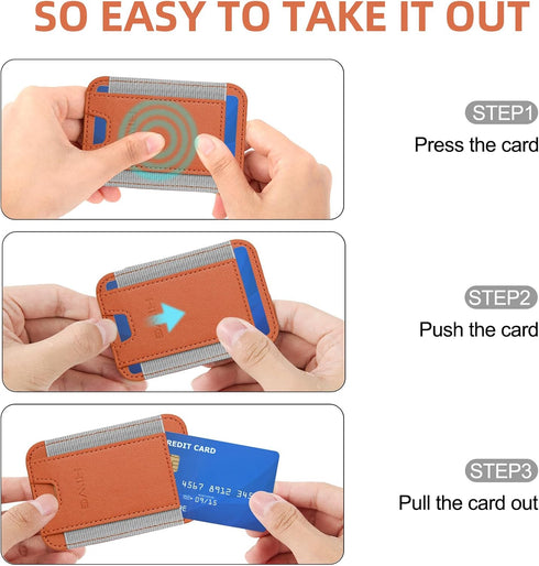 HiWe Magnetic Wallet for iPhone 15/14/13/12, Minimalist Leather Card Holder, RFID Blocking, Slim Design, Brown