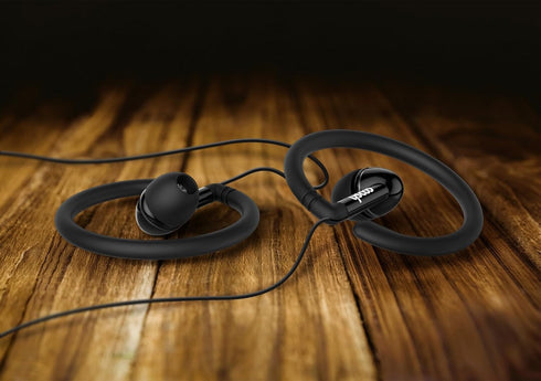 ADIB071SG3B1L Wired In-Ear Earbuds Headphones with Removable Earhooks - Comfort Fit (Black)