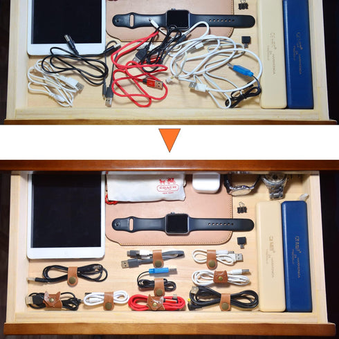 Cord Organizer, Cable Management USB Holder, Earbud Case, Wrap Headset Winder, Phone Earphone Clips Ties (Rose Red)