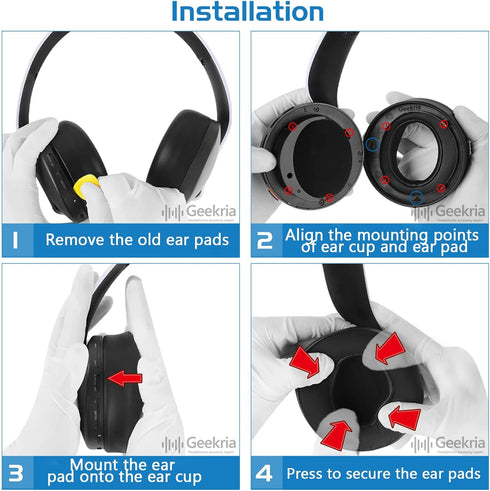 Geekria Comfort Linen Ear Pads for PS5 Pulse 3D Wireless Headphones - Replacement Earpads & Ear Cups (Grey)