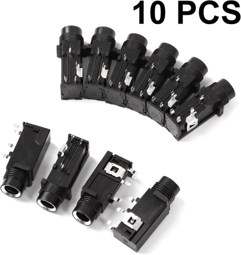 uxcell 10 Pcs 6.35mm 1/4 Inch Stereo Socket 4 Pins PCB Panel Mount Connectors for DIY Replacement