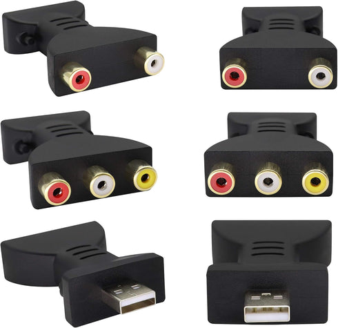 zdyCGTime 2pcs 2.0 2/3RCA Adapter,1080P USB Male to Female Jack Splitter Audio Video AV Composite AV to USB Connector