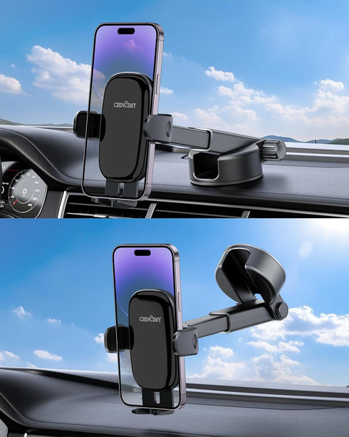 Reusable Velcro Phone Holder Car Mount, Universal Dashboard Windshield Phone Mount, 360° Rotation Compatible with iPhone