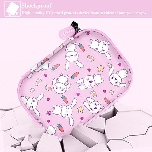 Leayjeen Kids Camera Case for Goopow/Mgaolo/CIMELR/Seckton/OZMI/Dylanto, Pink Rabbit Case Only for Toddlers and Teens