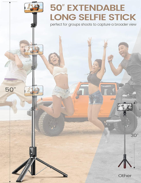 Portable 5 in 1 Selfie Stick Phone Tripod with Remote, Wireless Tripod for Cell Phone Compatible with iPhone 15/14/13