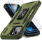 DEERLAMN iPhone 15 Case - Olive Green, Military Grade Shockproof, Slide Camera Cover, Screen Protector (2 Packs),