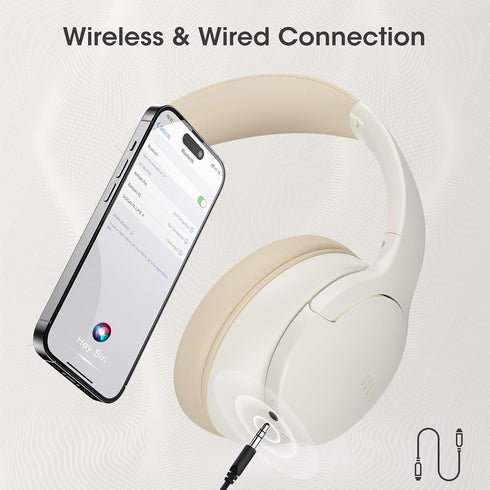 90-Hour 3 DOQAUS Over-Ear Bluetooth Headphones with Playtime, Professional EQ Modes, HiFi Deep Bass & HD Mic