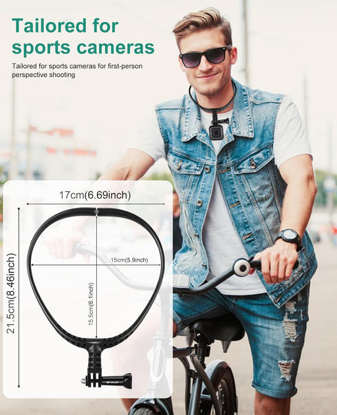 PULUZ Adjustable Neck Mount for GoPro Action Cameras - POV Selfie Holder Lanyard Strap